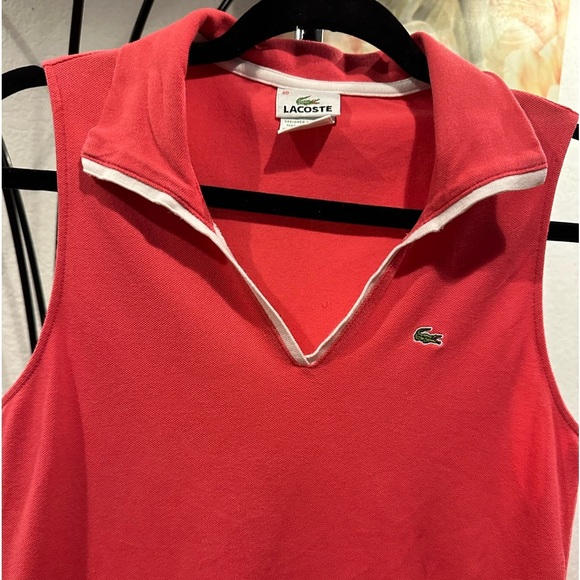 Lacoste Sleeveless Pipped and Tipped Solid Polo Dress size 40 - Picture 2 of 8